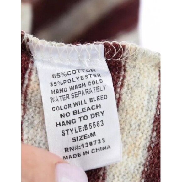 Umgee Womens Open Front Crochet Lace Cardigan Duster Open Front Striped Sz M - Picture 12 of 13